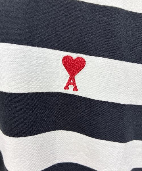 AMI Alexandre Mattiussi（アミアレクサンドルマテュッシ）AMI Alexandre Mattiussi (アミアレクサンドルマテュッシ) ハートロゴボーダーTシャツ ブラック×ホワイト サイズ:Mの古着・服飾アイテム