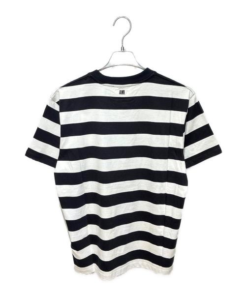 AMI Alexandre Mattiussi（アミアレクサンドルマテュッシ）AMI Alexandre Mattiussi (アミアレクサンドルマテュッシ) ハートロゴボーダーTシャツ ブラック×ホワイト サイズ:Mの古着・服飾アイテム