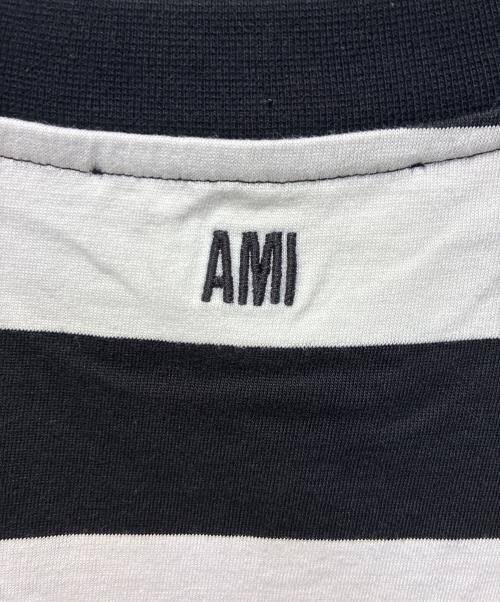 AMI Alexandre Mattiussi（アミアレクサンドルマテュッシ）AMI Alexandre Mattiussi (アミアレクサンドルマテュッシ) ハートロゴボーダーTシャツ ブラック×ホワイト サイズ:Mの古着・服飾アイテム