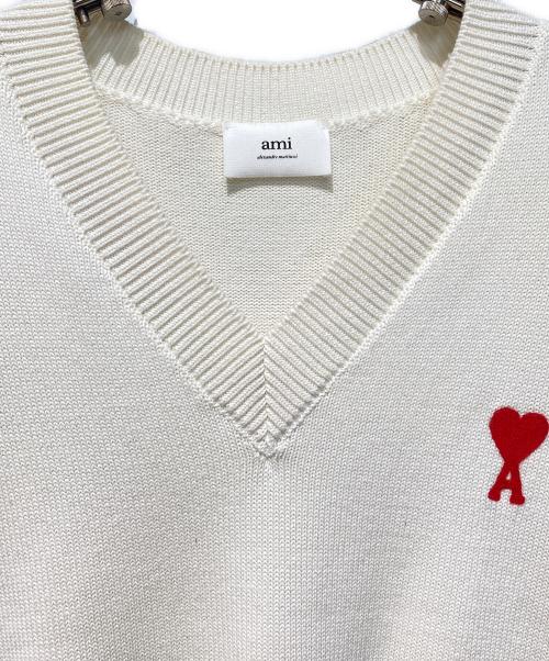 AMI Alexandre Mattiussi（アミアレクサンドルマテュッシ）AMI Alexandre Mattiussi (アミアレクサンドルマテュッシ) ハートロゴサマーニットベスト ホワイト サイズ:Lの古着・服飾アイテム