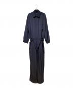 COMOLIコモリ）の古着「ウールギャバ オールインワン」｜ネイビー