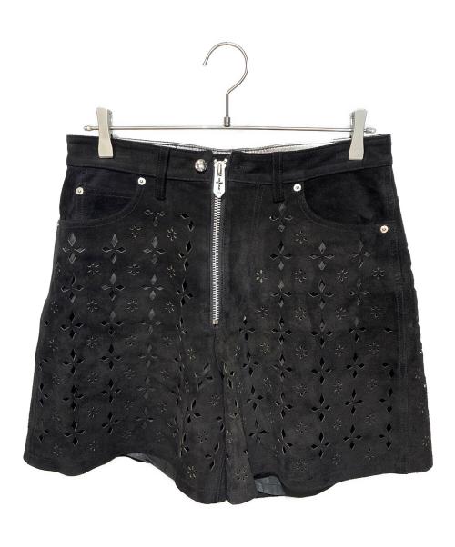 masu（エムエーエスユー）masu (エムエーエスユー) Diamond Cut Leather Shorts ブラック サイズ:46の古着・服飾アイテム