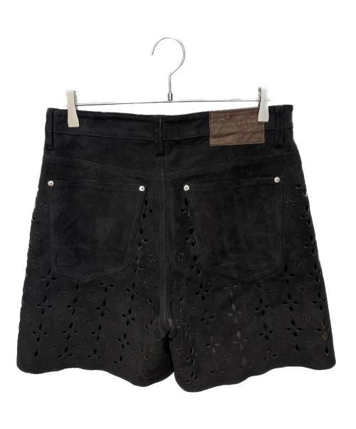 masu（エムエーエスユー）masu (エムエーエスユー) Diamond Cut Leather Shorts ブラック サイズ:46の古着・服飾アイテム