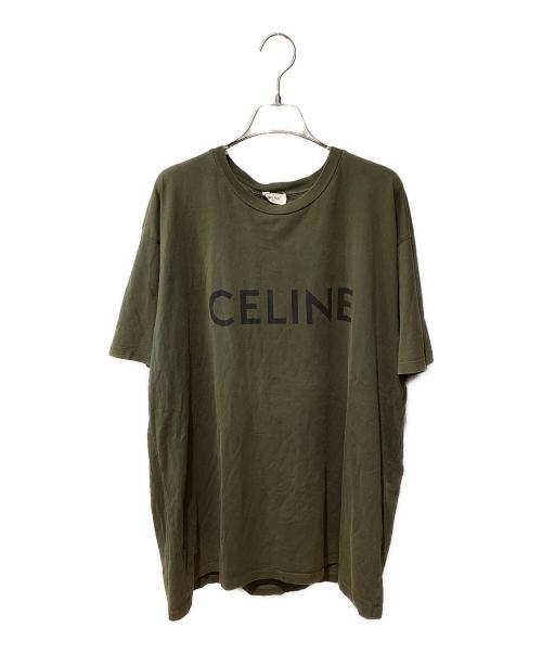 CELINE（セリーヌ）CELINE (セリーヌ) ルーズロゴTシャツ オリーブ サイズ:XLの古着・服飾アイテム