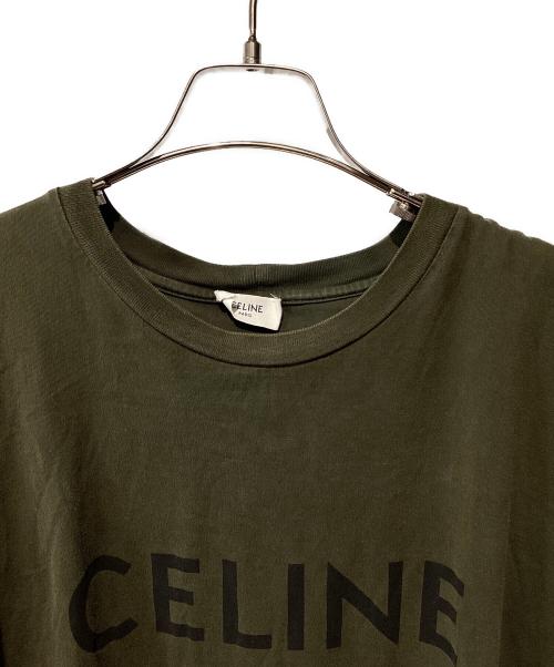 CELINE（セリーヌ）CELINE (セリーヌ) ルーズロゴTシャツ オリーブ サイズ:XLの古着・服飾アイテム
