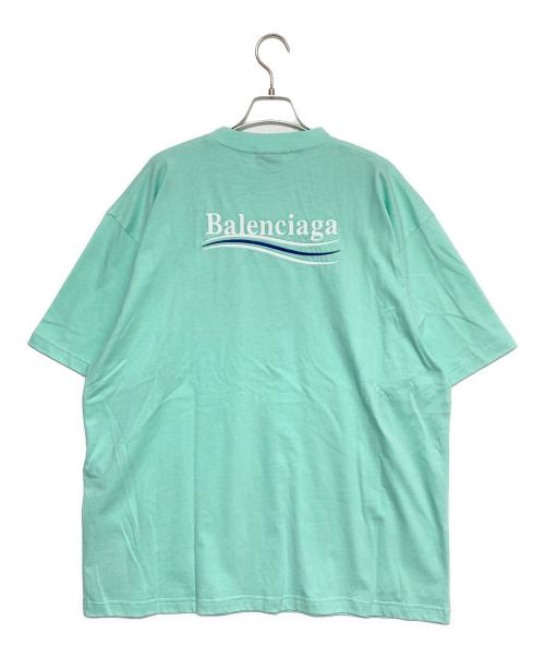 BALENCIAGA（バレンシアガ）BALENCIAGA (バレンシアガ) キャンペーンロゴ刺繍Tシャツ スカイブルー サイズ:XLの古着・服飾アイテム