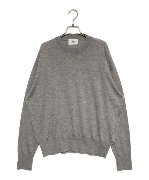 AMI Alexandre Mattiussi（アミアレクサンドルマテュッシ）AMI Alexandre Mattiussi (アミアレクサンドルマテュッシ) ハートロゴサマーニット ライトグレー サイズ:Lの古着・服飾アイテム