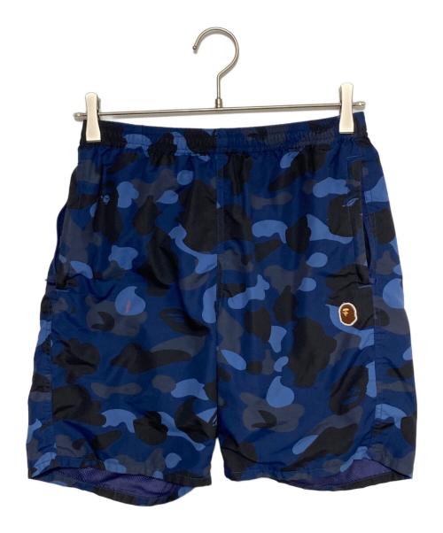 A BATHING APE（ア ベイシング エイプ）A BATHING APE (ア ベイシング エイプ) 1ST CAMO BEACH PANTS ブラック×ブルー サイズ:Sの古着・服飾アイテム