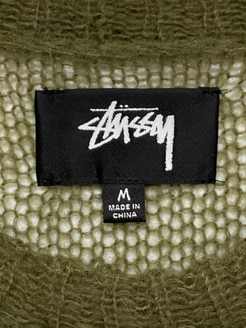 stussy（ステューシー）stussy (ステューシー) Loose Knit Logo Sweater オリーブ サイズ:Mの古着・服飾アイテム