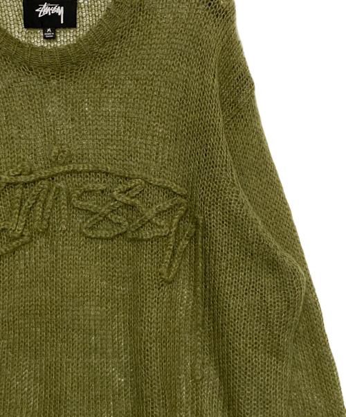 stussy（ステューシー）stussy (ステューシー) Loose Knit Logo Sweater オリーブ サイズ:Mの古着・服飾アイテム