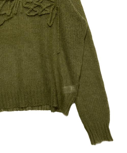 stussy（ステューシー）stussy (ステューシー) Loose Knit Logo Sweater オリーブ サイズ:Mの古着・服飾アイテム