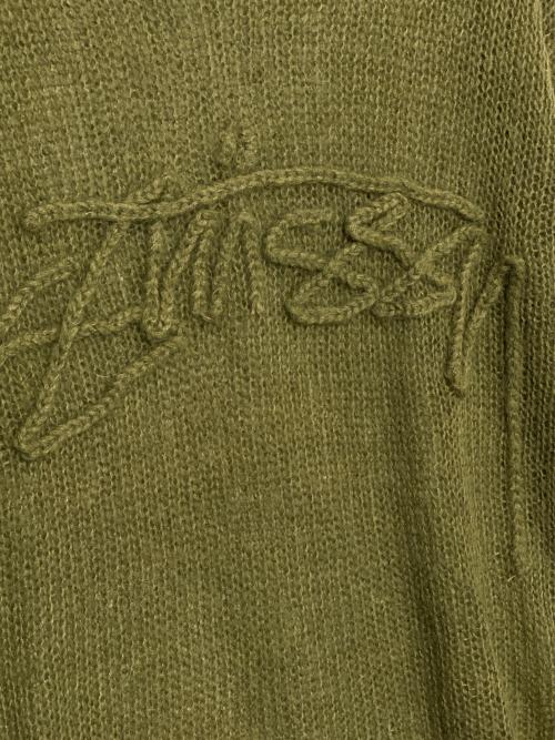 stussy（ステューシー）stussy (ステューシー) Loose Knit Logo Sweater オリーブ サイズ:Mの古着・服飾アイテム