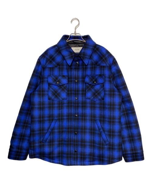 CELINE（セリーヌ）CELINE (セリーヌ) CHECKED FLANNEL OVERSHIRT ブラック×ブルー サイズ:50の古着・服飾アイテム