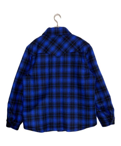 CELINE（セリーヌ）CELINE (セリーヌ) CHECKED FLANNEL OVERSHIRT ブラック×ブルー サイズ:50の古着・服飾アイテム