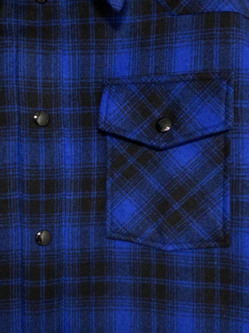 CELINE（セリーヌ）CELINE (セリーヌ) CHECKED FLANNEL OVERSHIRT ブラック×ブルー サイズ:50の古着・服飾アイテム