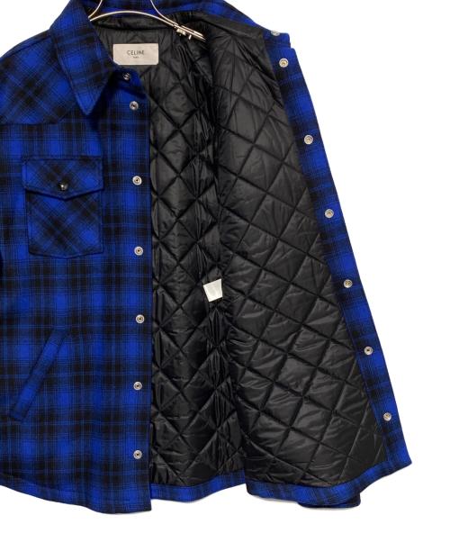 CELINE（セリーヌ）CELINE (セリーヌ) CHECKED FLANNEL OVERSHIRT ブラック×ブルー サイズ:50の古着・服飾アイテム