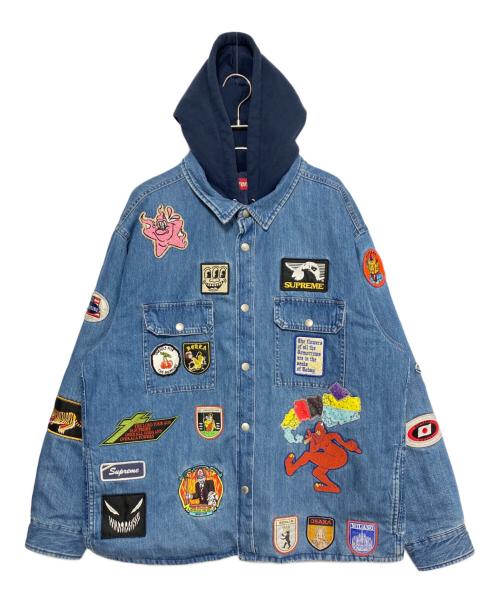 SUPREME（シュプリーム）SUPREME (シュプリーム) Patches Hooded Zip Up Shirt インディゴ サイズ:Mの古着・服飾アイテム