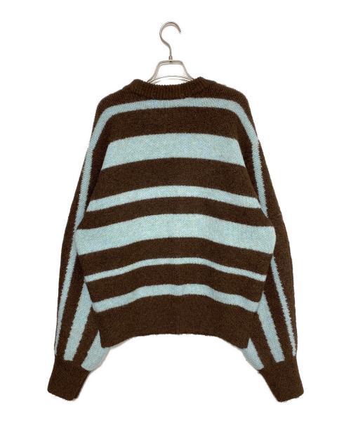 NKNIT（ンニット）NKNIT (ンニット) モヘア混ボーダーニット ブラウン×スカイブルー サイズ:2の古着・服飾アイテム