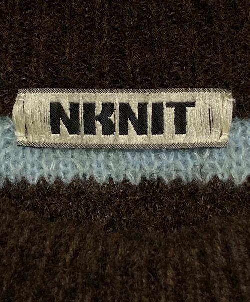 NKNIT（ンニット）NKNIT (ンニット) モヘア混ボーダーニット ブラウン×スカイブルー サイズ:2の古着・服飾アイテム