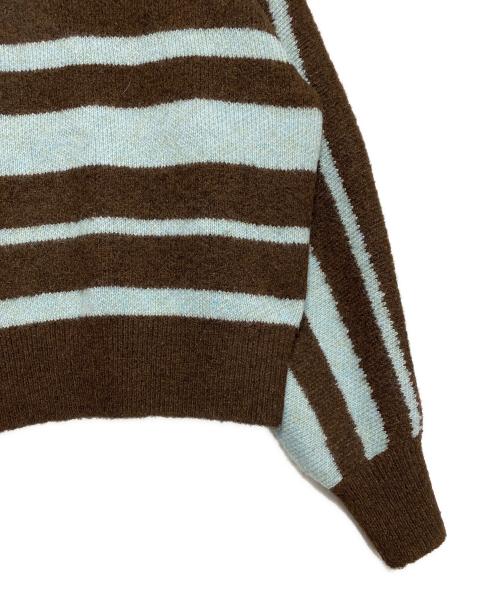 NKNIT（ンニット）NKNIT (ンニット) モヘア混ボーダーニット ブラウン×スカイブルー サイズ:2の古着・服飾アイテム