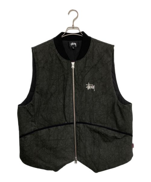 stussy（ステューシー）stussy (ステューシー) WASHED CANVAS PRIMALOFT VEST グレー サイズ:XLの古着・服飾アイテム