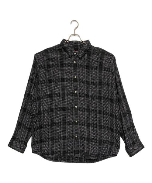 SUPREME（シュプリーム）SUPREME (シュプリーム) Basket Weave Plaid Shirt Black ブラック×カーキ サイズ:XLの古着・服飾アイテム