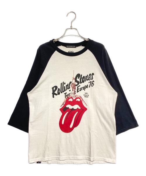 Thee Hysteric XXX（ジィ ヒステリックトリプルエックス）Thee Hysteric XXX (ジィ ヒステリックトリプルエックス) The Rolling Stones ラグランTシャツ ブラック×ホワイト サイズ:Lの古着・服飾アイテム
