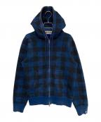 A BATHING APEア ベイシング エイプ）の古着「CHECK CAMO FULL ZIP」｜ブルー