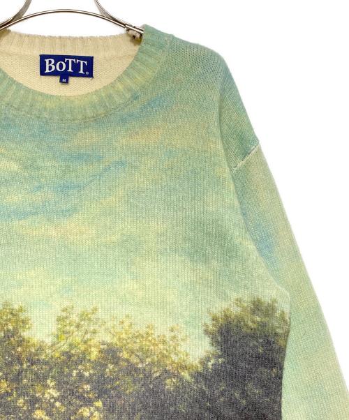 BoTT（ボット）BoTT (ボット) Apple Printed Knit Sweater ホワイト×スカイブルー サイズ:Mの古着・服飾アイテム