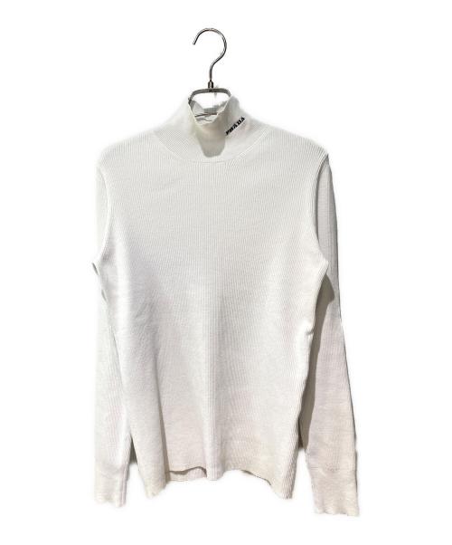 PRADA（プラダ）PRADA (プラダ) TURTLE-NECK RIBBED COTTON SWEAT ホワイト サイズ:Sの古着・服飾アイテム