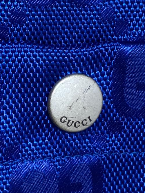 GUCCI（グッチ）GUCCI (グッチ) GG総柄 レザーパッチロゴ ナイロンベスト ブルー サイズ:48の古着・服飾アイテム