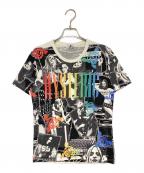 Hysteric Glamourヒステリックグラマー）の古着「ガール ウーマン ローズ ロゴ 総柄 Tシャツ」｜ホワイト×ブラック