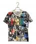 Hysteric Glamour（ヒステリックグラマー）の古着「ガール ウーマン ローズ ロゴ 総柄 Tシャツ」｜ホワイト×ブラック