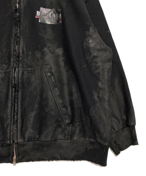 BALENCIAGA（バレンシアガ）BALENCIAGA (バレンシアガ) キャンペーンロゴダメージ加工ジップアップパーカー ブラック サイズ:Lの古着・服飾アイテム