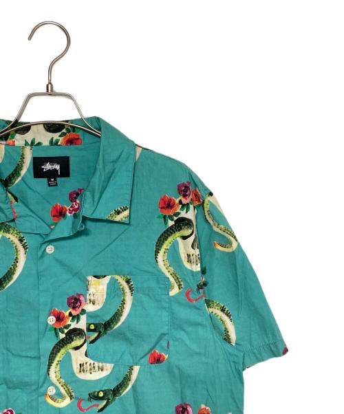 stussy（ステューシー）stussy (ステューシー) Skull Pattern Shirt グリーン サイズ:Mの古着・服飾アイテム