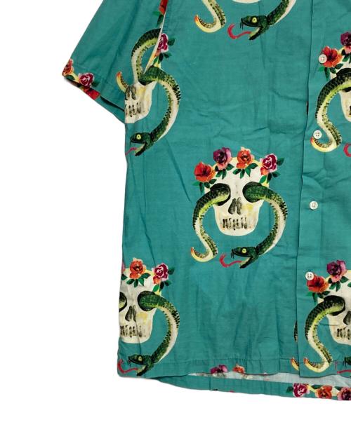 stussy（ステューシー）stussy (ステューシー) Skull Pattern Shirt グリーン サイズ:Mの古着・服飾アイテム