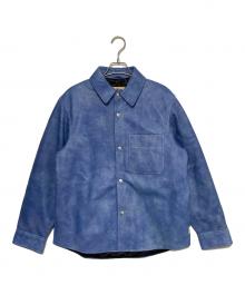 stussy（ステューシー）の古着「LEATHER OVERSHIRT」｜ブルー