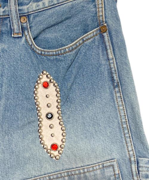 KAPITAL（キャピタル）KAPITAL (キャピタル) スタッドリメイク デニムハーフパンツ スカイブルー サイズ:32の古着・服飾アイテム