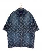 LOUIS VUITTONルイ ヴィトン）の古着「モノグラムSSシャンブレーシャツ」｜インディゴ
