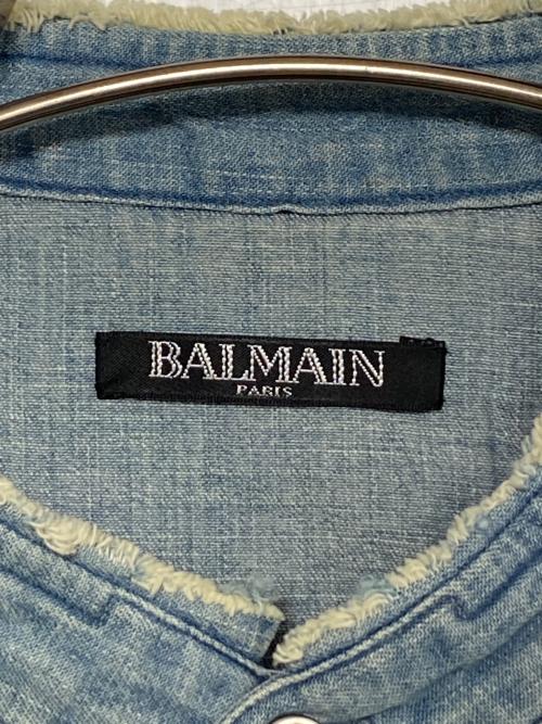 BALMAIN（バルマン）BALMAIN (バルマン) デニム ロングシャツ スカイブルー サイズ:39の古着・服飾アイテム
