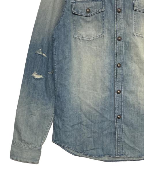 BALMAIN（バルマン）BALMAIN (バルマン) デニム ロングシャツ スカイブルー サイズ:39の古着・服飾アイテム