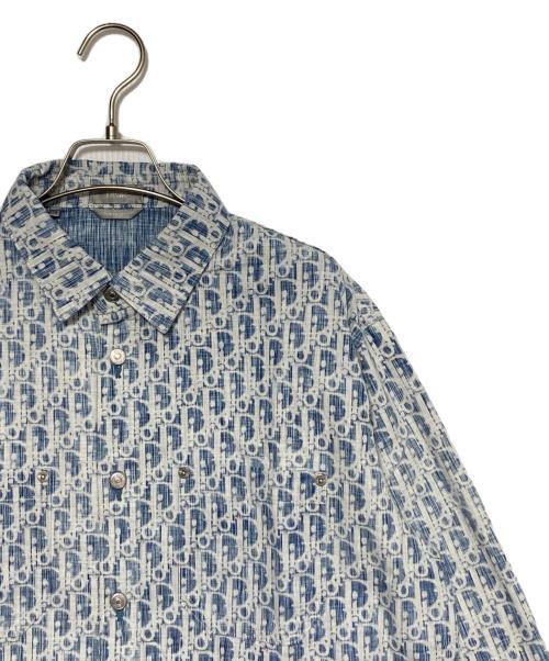 Dior（ディオール）Dior (ディオール) オブリークデニムシャツ ブルー×ホワイト サイズ:39の古着・服飾アイテム