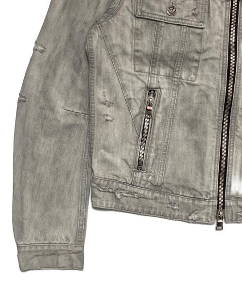 BALMAIN（バルマン）BALMAIN (バルマン) Distressed zip-up denim jacket ライトグレー サイズ:48の古着・服飾アイテム