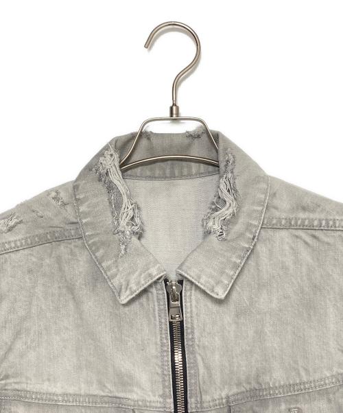 BALMAIN（バルマン）BALMAIN (バルマン) Distressed zip-up denim jacket ライトグレー サイズ:48の古着・服飾アイテム