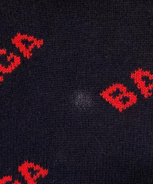 BALENCIAGA（バレンシアガ）BALENCIAGA (バレンシアガ) オールオーバーロゴニット ネイビー×レッド サイズ:XSの古着・服飾アイテム
