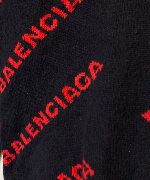 BALENCIAGA（バレンシアガ）BALENCIAGA (バレンシアガ) オールオーバーロゴニット ネイビー×レッド サイズ:XSの古着・服飾アイテム