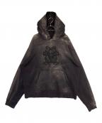 KAMIYAカミヤ）の古着「Logo Embroidered Bleach SweatHoodie」｜ブラック