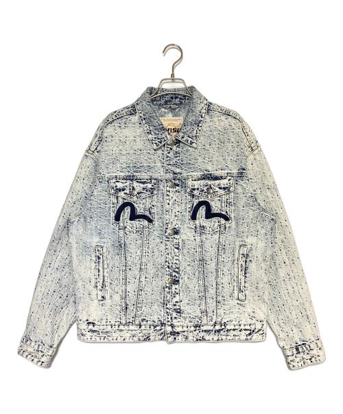 EVISU（エヴィス）EVISU (エヴィス) Allover Kamon Jacquard and Seagull Embroidery Loose Fit Jacket インディゴ サイズ:Mの古着・服飾アイテム