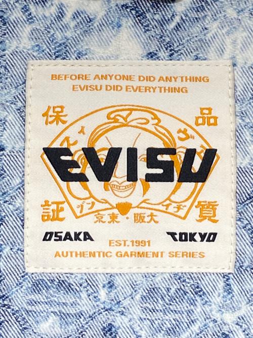 EVISU（エヴィス）EVISU (エヴィス) Allover Kamon Jacquard and Seagull Embroidery Loose Fit Jacket インディゴ サイズ:Mの古着・服飾アイテム