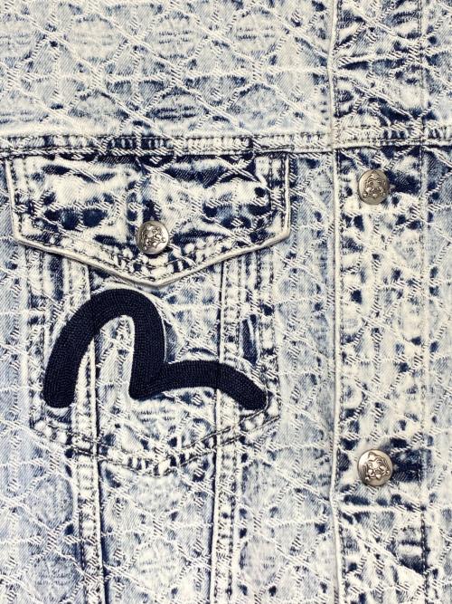 EVISU（エヴィス）EVISU (エヴィス) Allover Kamon Jacquard and Seagull Embroidery Loose Fit Jacket インディゴ サイズ:Mの古着・服飾アイテム